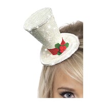 White Christmas Mini Top Hat On Headband Costume Accessory 