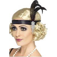 Charleston Headband Black Satin Costume Accessory 