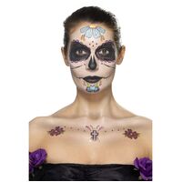Day of the Dead Face Tattoo Transfers Make Up Set Multi Coloured