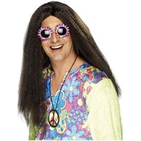 Long Brown Hippy Wig Costume Accessory