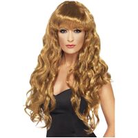 Long Curly Brown Siren Wig Costume Accessory