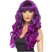 Long Curly Purple and Black Siren Wig Costume Accessory