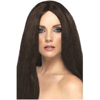 Long Straight Brown Star Style Wig Costume Accessory