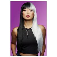 Manic Panic Half Black Half White Silver Long Wig Costume Accessory