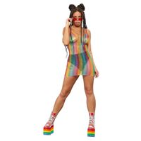 Fever Rainbow Fishnet Dress Adult Lingerie Costume Size:  One Size