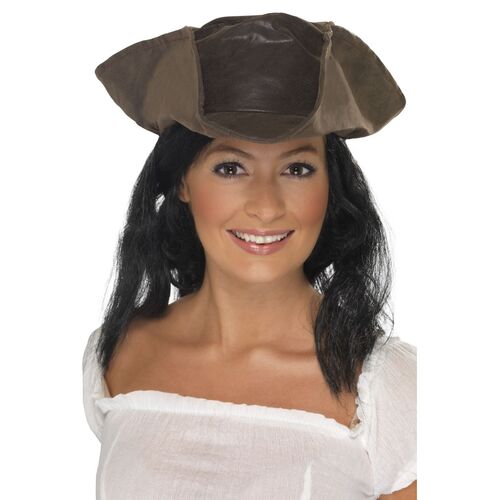 Pirate Hat Brown Leather Look Costume Accessory