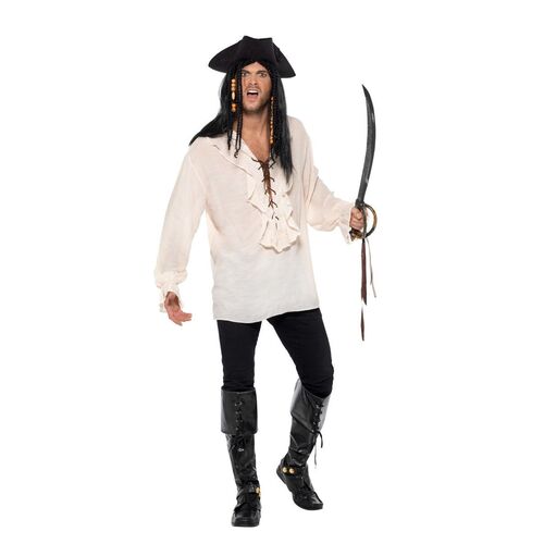 Pirate Costume Shirt with Lace Up Front Ivory Size: Large