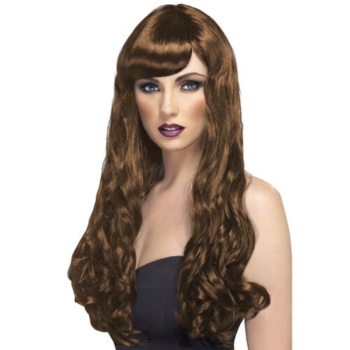 Long Brown Desire Wig Costume Accessory