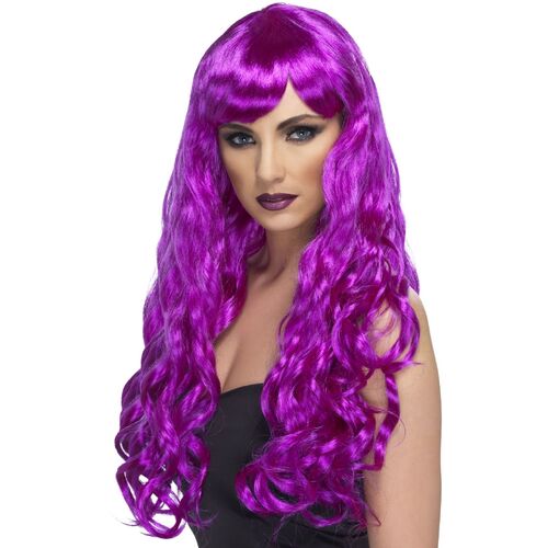 Long Purple Desire Wig Costume Accessory 