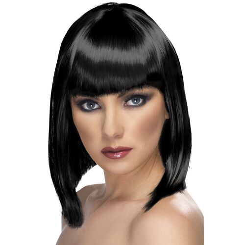 Black Short Blunt Glam Wig Costume Accessory 