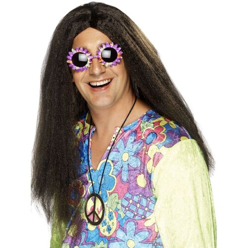 Long Brown Hippy Wig Costume Accessory