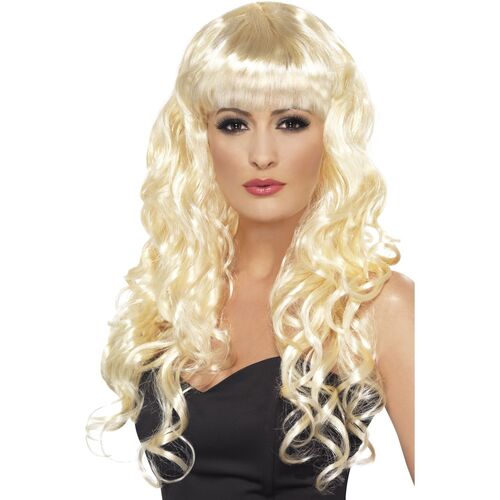 Long Curly Blonde Siren Wig Costume Accessory