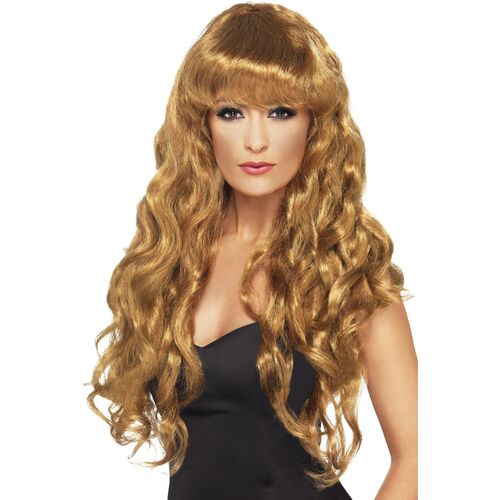 Long Curly Brown Siren Wig Costume Accessory