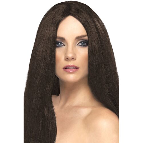 Long Straight Brown Star Style Wig Costume Accessory