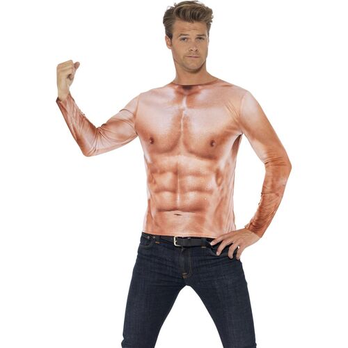 Realistic Adult Costume Muscle Top Size: Large