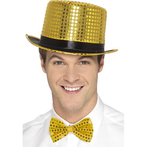 Top Hat Sequin Gold Costume Accessory