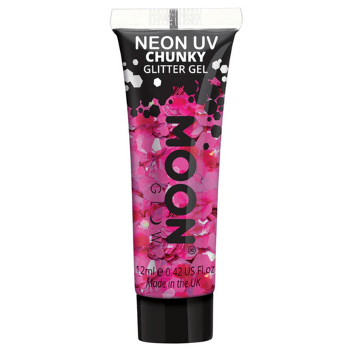 Moon Glow Neon UV Chunky Glitter Gel 12ml Magenta