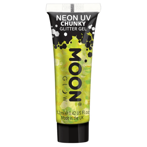 Moon Glow Neon UV Chunky Glitter Gel 12ml Yellow