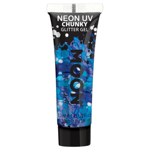 Moon Glow Neon UV Chunky Glitter Gel 12ml Blue