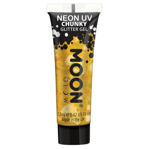 Moon Glow Neon UV Chunky Glitter Gel 12ml Golden Yellow