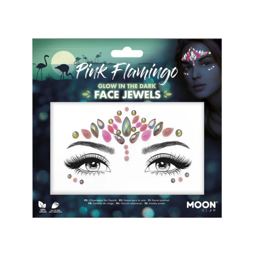 Moon Glow Face Jewels Glow In The Dark Pink Flamingo